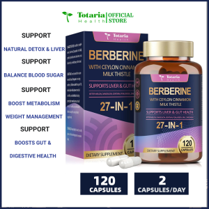 Totaria 27-in-1 Berbrine Supplement with Ceylon Cinnamon Milk Thistle - Berbrine Plus for Immune Better Figure Liver & Gut Health Vegan Supplements for Men & Women