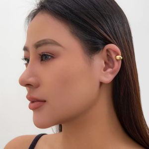 Ingemark | Ingemark 3Pc/Set Trendy Geometric C-shaped Clip Earrings for Women Hip-Hop Glossy Ear Cuff No Piercing Earring Jewelry Gifts