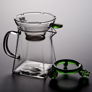 Heat-Resistant High-Temperature Glass Extra Thick Tea Pitcher with Tea Strainer Kung Fu Tea Set Tea Pitcher Square Fair Mug Filter Divide Tea Tea Ware