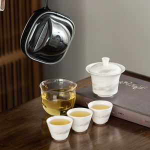 ชุดเครื่องดื่มชาเดินทางแบบเคลื่อนที่ ชามปิด เครื่องดื่มชาแก้ว ชาน้อยสามชิ้น ชั้นวางของทำจากซีเมนต์ เครื่องดื่มชาแบบอเนกประสงค์