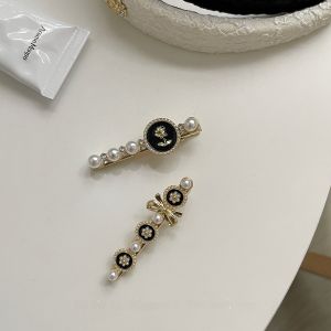French Floral Hairpin Pearl Edge Side Clip Hair Card Bangs Clamp Black Drip Oil Design Sensation Small Luxury Trend Hair Accessories