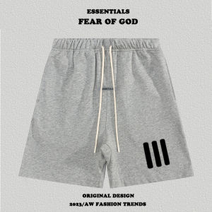 American Fashion Brand Essentials Shorts Mens Summer Flocking 7-Quarter Pants Hip Hop High Street FGO Three-Bar Pants
