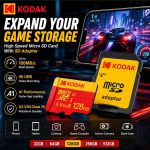 Kodak | Kodak Red Dark Power 4K Micro SD Card 32 64 128 256GB U3 A1 V30 Class 10 TF Card for Gaming Camera Drone Dash Cam with SD Adapte