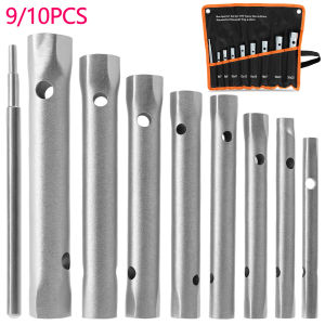9/10Pcs Shower Valve Socket Wrench Set Carbon Steel Plumber Socket Wrench Double-Ended Tubular Spanner for Spark Plugs Removal