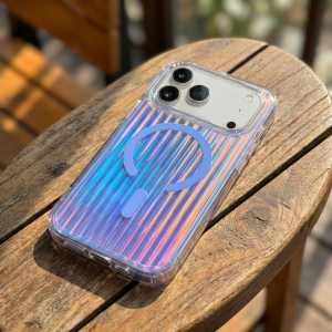 For iPhone 17 Pro Max Phone Case with Flat Gradient Stripe Back Design 16 17 Pro 17Air 15 14 13 12 Series Magnetic Phone Case.
