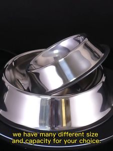 ชามอาหารสัตว์เลี้ยงแสดงตนเลส กันการลี่นไถล ขนาด 22cm/26cm/30cm Stainless Steel Dog Bowl with Rubber Base