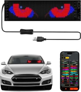 2PCS 6.8in x 2.8in LED Devil Eyes Light for Cars Programmable Monster Eyes for Trucks Flex LED Display Soft Screen Suitable for Car Truck Windshield Window with Remote and Bluetooth APP Control