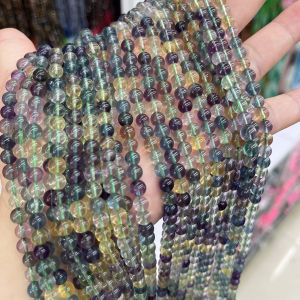 High Quality Natural 6mm Colorful Fluorite Round Loose Beads Semi-Finished DIY Necklace Bracelet Jewelry Accessories