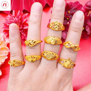 XT เครื่องประดับเกาหลี24K หัวใจแหวนกลวงผู้หญิงชุบทองแท้916