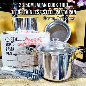 23.5cm JAPAN COOK TRIO 18-8 STAINLESS STEEL PASTA PAN • JAPAN SURPLUS • STEAK BOIL STEW