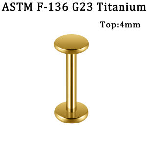 1/5PCS G23 Solid Titanium 18k Golden Round Flat Back Labret Internal Threaded Cartilage Helix Lobe Earring Piercing Jewelry