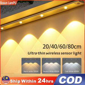 LED Night Lights Motion Sensor 20/40/60/80cm Cabinet Light 3-Color Dimming Wall Light USB Rechargeable LED Wall Light 橱柜灯 for Bedroom Wardrobe Wine Kitchen Wall Indoor Lighting