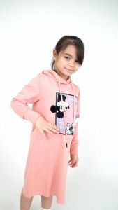 Forest x Disney Girl Kids Mickey & Donald Velvet Texture Embroidered Hoodie Kids Dress | Baju Budak Perempuan FWK885005