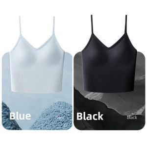 miiow | Ice Silk Strap Vest Womens Summer Cool Sensation Sleeveless Base Layer Top No Trace Beautiful Back Underwear Chest Pad