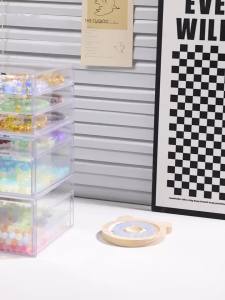 1pc Desktop Transparent Stackable Acrylic Bead Storage Box Drawer Style Bead Bracelet Hair Accessory Storage Organizer