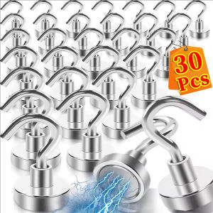 30/20pcs Strong Magnetic Hooks / Heavy Duty Waterproof Storage Hanger / Powerful Stainless Steel Hook Rack / for Hanging Key Coat Cup Towel
