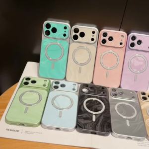 Luxury For Magsafe Magnetic Water Ripple Matte Case For iPhone 17 16 15 14 Plus 13 12 11 Pro Max Plating Bumper Shockproof Cover