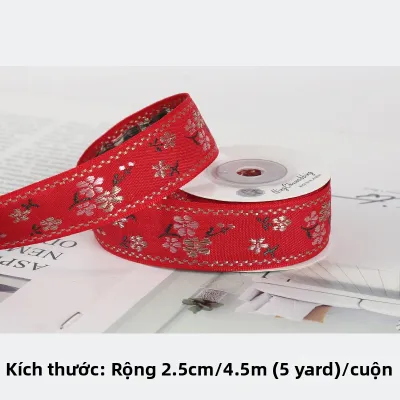 NingChu Ribbon | Dải Ruy Băng Thêu Hoa Văn cho Phụ Kiện Tóc và Bọc Quà