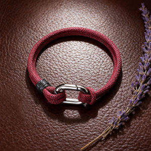 3mm Minimalist Men Braided Bracelet Black Elliptical Detachable Metal Clasp Cord Wristband Charm Gift for Daily Accessory