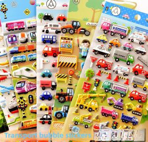 3D Bubble Childrens Stickers Transportation Engineering Cars And Trains Stick-On Pictures for Kindergarten Boys And Girls