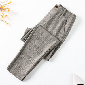 NUANKONG | Ladies Plaid Pants Autumn/Spring Straight Leg