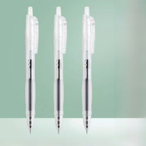 Deli Double-Core ST Ballpoint Pen 0.5mm Black Ink Quick-Dry Studen Special Use Push-Button Neutral Pen High Aesthetic Value