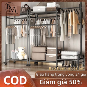 BMZAR Móc treo áo khoác Giá treo áo khoác lưu trữ đơn giản ba thanh có thể tháo rời trong gia đình Giá lưu trữ Giá Treo Quần Áo Dung Tích Lớn có thể di chuyển