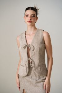 Whatagirlwants - Esme Tweed top เสื้อแขนกุด ผ้าทวีต ผูกหน้า