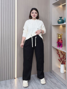 Loose Fit Sporty Pants Womens High Waist Straight Leg Drapey Casual Wide Leg Sweatpants Elastic Waist plus Size