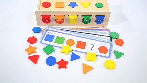 ของเล่นไม้ หยอดบล็อก รูปทรงและจับคู่สี Education Toy V116 ส่งจากไทย