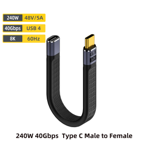 Elbow USB4.0 USB C to Type C Cord Data Cable Thunderbolt 4/3 8K 60HZ PD 240W Fast Charging Cord for Laptop Phone Angle Connector