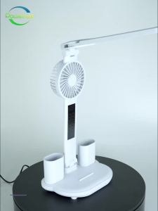 Rechargeable Table Lamp for Study Desk Lamp Reading Light Led Table Light with Fan Led Clock Dispaly Reading Lamp