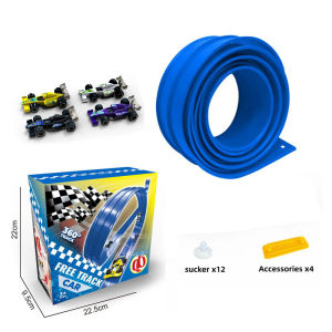 4 Cars Compatible Portable Rolls Up Flexible Race Track Children Toys DIY Double-track Racing Car Ramp Boy Christmas Gift
