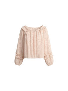 THROUS | Áo Blouse Dots Flared Tay Phồng Off-Shoulder
