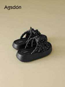 Agsdon | Thick Sole Women Slippers Black Polka Dot
