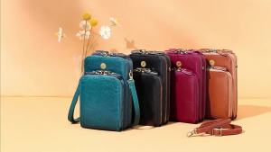 LZD  Túi Đựng Điện Thoại Nữ   Túi Đeo Chéo Da Sáp Dầu Cổ Điển   Ví Phong Cách Âu Mỹ Túi Nữ Ba Ngăn Tại Chỗ Quảng Châu