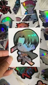 Stiker Hologram Levi attack on titan ukuran 8 cm