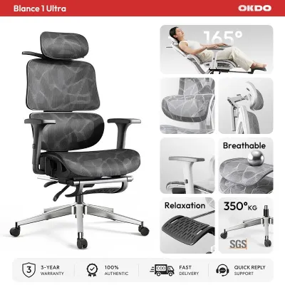 OKDO Balance I เก้าอี้ทำงาน เพื่อสุขภาพ ปรับเอนได้ 165° นั่งสบาย ตาข่ายระบายอากาศ Ergonomic chair ปรับความสูงได้ รับประกัน 3 ปี