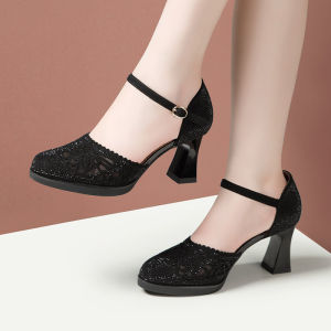 Aumanlin Womens Cheongsam High Heels Stage Performance Practice Head Cover Shoes Fashion Show Low Cut Rubber Outsole