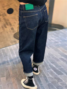 กางเกงยีนส์เอวสูงขนาดบวกสําหรับผู้หญิงรูปลูกแพร์สไตล์สากลข้อเท้ายาวกางเกงเหมาะสําหรับฤดูใบไม้ร่วง