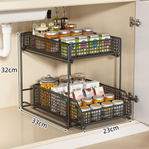 Kitchen Cabinet Pull out Shelves Multi Layer Deep Drawer under Counter Sink L Type Storage Rack Stainless Steel Utility