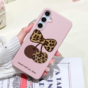 Cherry Leopard Print Lychee Phone Case For Samsung A57 5G A56 5G A55 A34 A35 A36 A37 A54 A53 A26 A17 A16 A07 A06 A15 Cases Cover