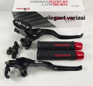 Master rem tabung tipe ovall + Handgrip THE STORM + Jalu stang cnc / Universal semua motor