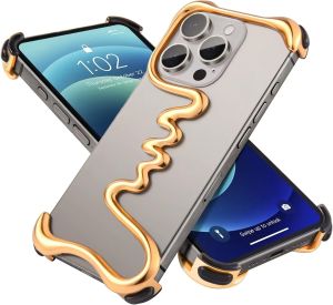 Metal 3D Track Bumper Phone Case For iPhone 16 Pro Max 14 15 Plus 15 Pro Aluminum Alloy Frameless Shell Shockproof Cover