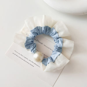 Pearl Blue Lace Floral Large Childrens Hairband