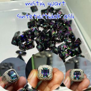 cincin mistiq quart kotak sintetic / batu akik permata mistiq quart
