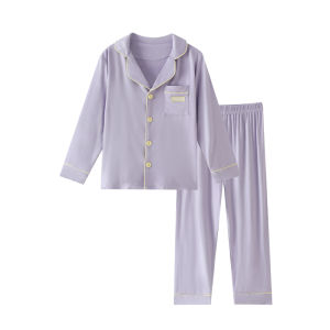 YINGXIAOYA | Thin Modal Childrens Sleepwear Long Sleeve Family Matching Turn-down Collar