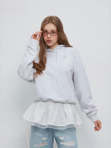 Solid Hooded Short-style Embroidered Womens Hoodie
