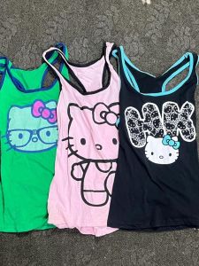 เสื้อกั๊กแขนกุดลาย Hello Kitty สีสันสดใส ดีไซน์เก๋ไก๋ ทรงเข้ารูป เสื้อผ้าทำงานสไตล์เกาหลีสำหรับฤดูร้อน