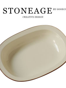 High Aesthetic Value Ceramic Baking Dish Restaurant Style Edge Decoration Deep Dish Salad Breakfast Plate Home Use Fish Plate